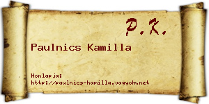 Paulnics Kamilla névjegykártya